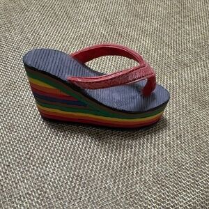 QCOK Collection - Miniature  Retro Rainbow Wedge  Flip Flop